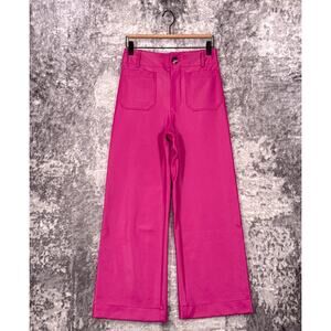 Maeve The Colette Pants 27 Womens Anthropologie Wide Leg Crop Pink Vegan Leather